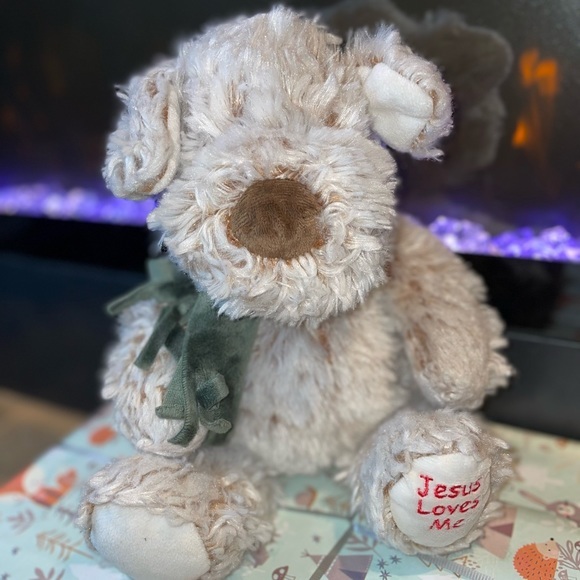 Fiesta Plush Sitting Dog 12 Inch Tan Stuffed Animal Jesus Loves Me Soft Kids Toy - Picture 2 of 11